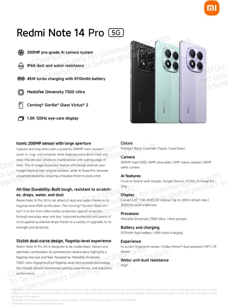 Redmi Note 14 Pro 5G vert corail 12GB RAM 512GB ROM Image du produit 