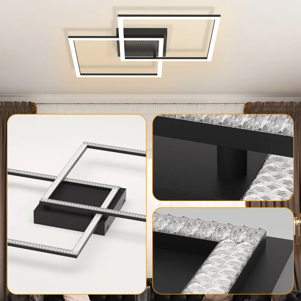 Plafonnier LED Noir sans Scintillement - Solution Éclairage Salon Dimmable - 5