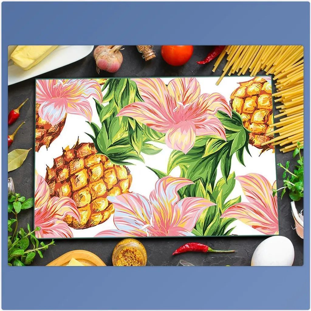 Paraschizzi Vetro 80x52 Fiori Colorati - Protezione Piano Cottura - 3