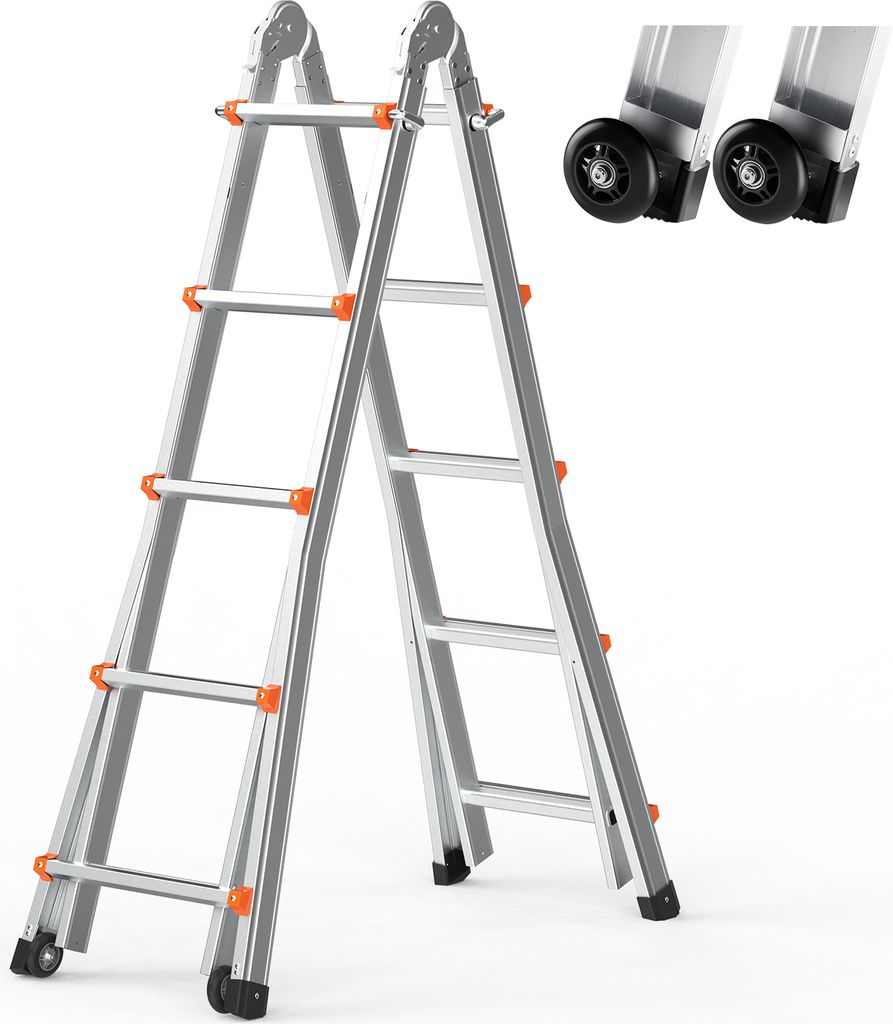 VEVOR teleskopický rebrík s A-rámom, dĺžka 5,8 m, kompaktný Obrázok produktu 