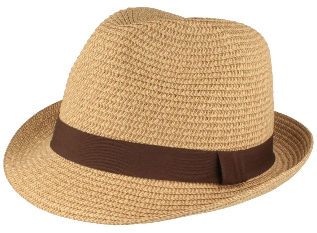 Knautschbarer Borten-Trilby Strohhut von Hut-Breiter in beige