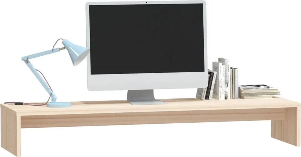 Support écran bois massif 100x27x15cm - Structure stable et design naturel - 4
