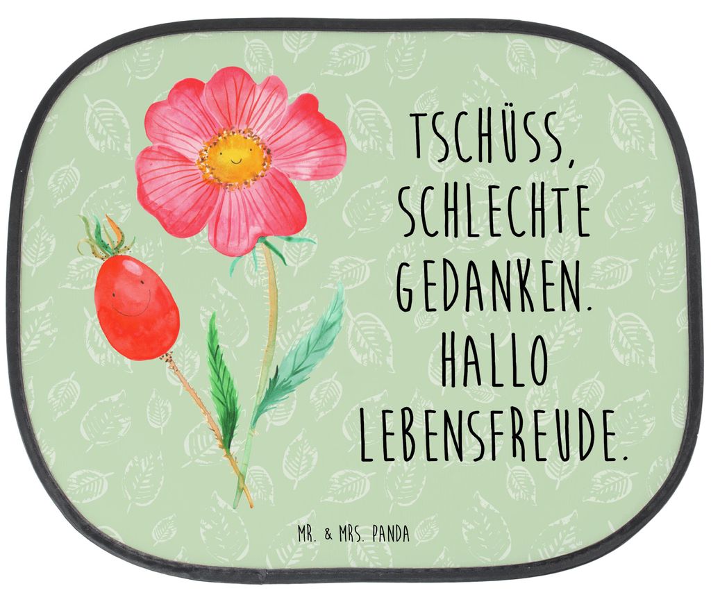 Mr. & Mrs. Panda Sonnenschutz Auto Blume Hagebutte - Blattgrün - Geschenk, Seitlicher, Lebensfreude, kfz sonnenblende, hitzeschutz, für Autoschei...