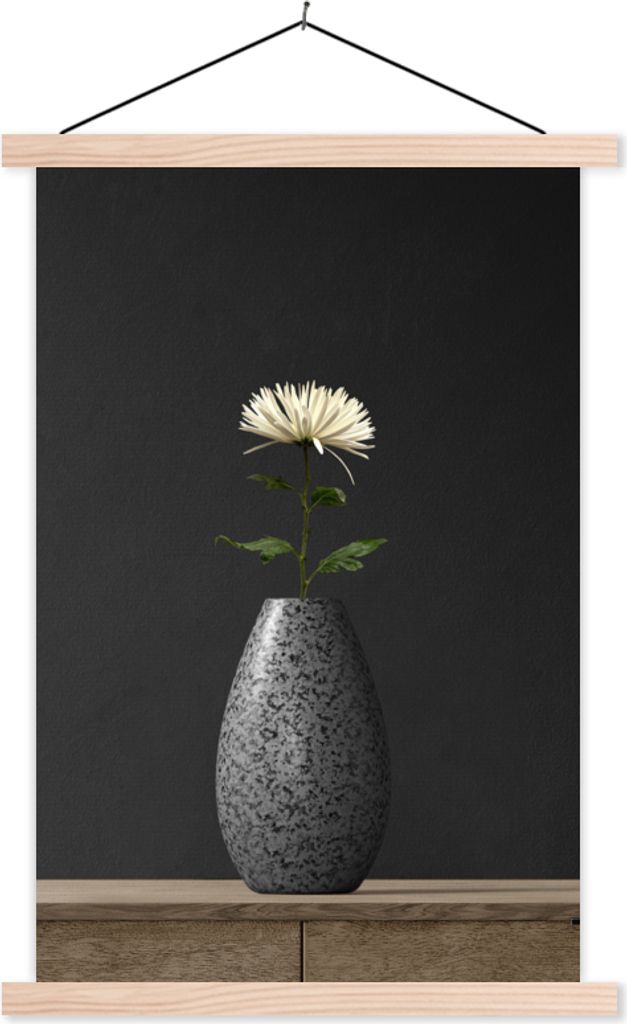 MuchoWow Textilposter Stilleben - Vase - Blume 40x60 cm mit holzfarbenen Rahmen - Poster