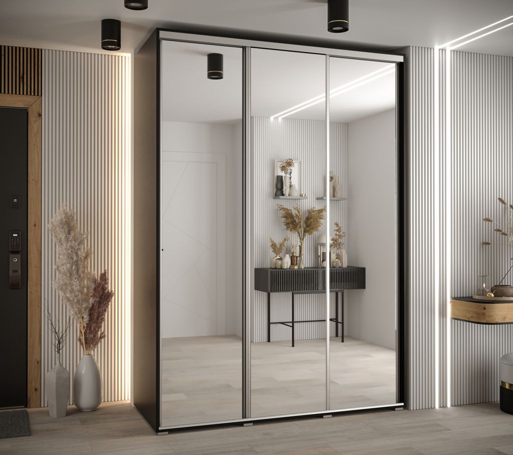 Kleiderschrank ASIRI 2 - 180/60 cm, schwarz/silber