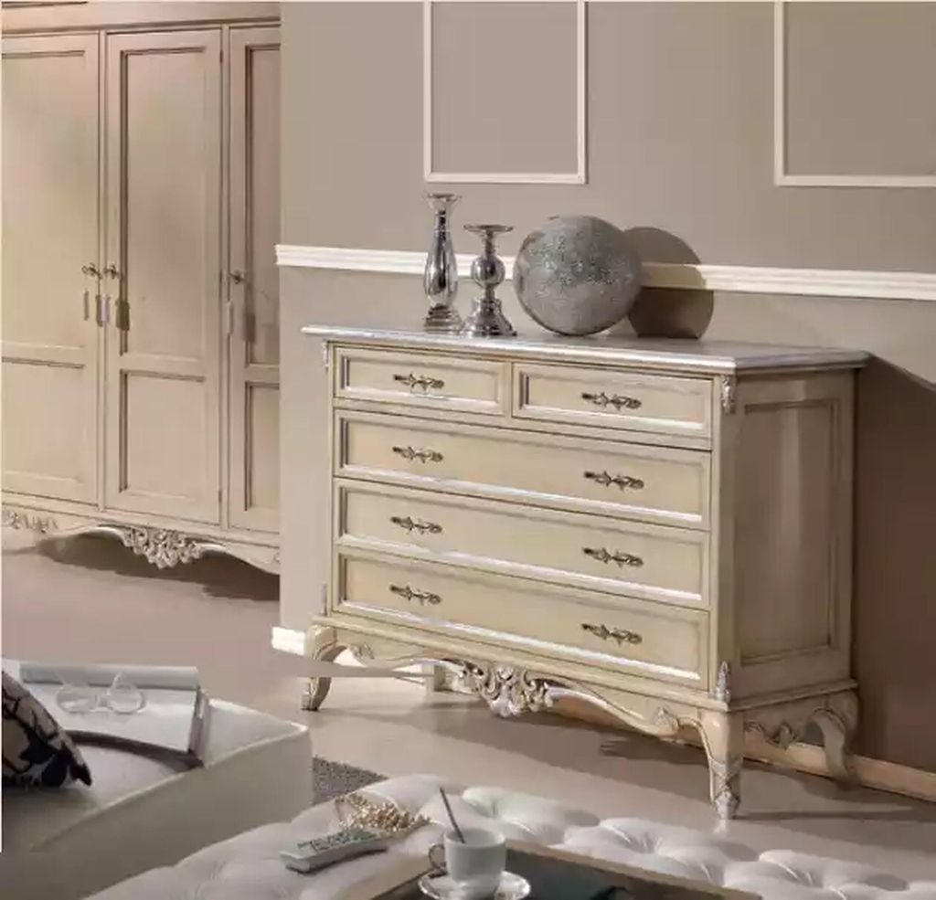 Schlafzimmer Design Kommode mit Schubladen Beige Luxus Stil Möbel Neu