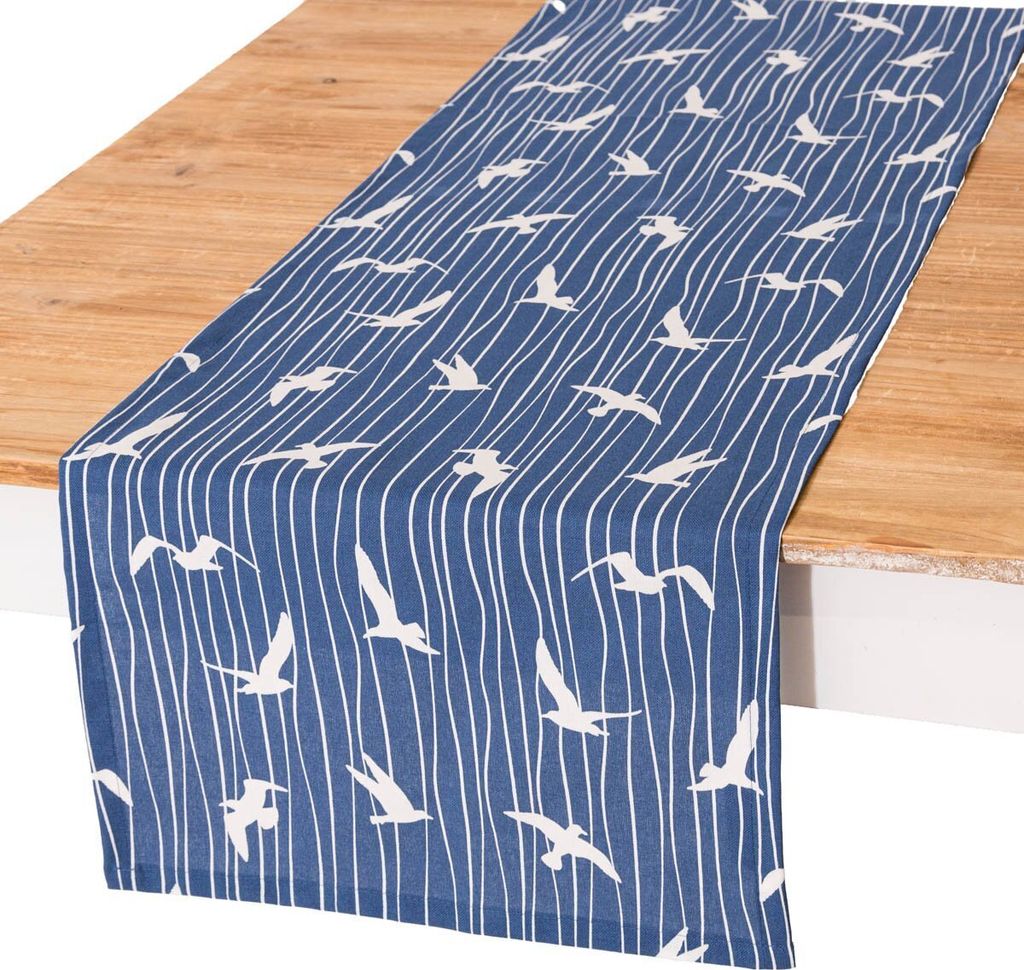 SCHÖNER LEBEN. Tischläufer Iconic Seagull Stripe Möwen Streifen blau