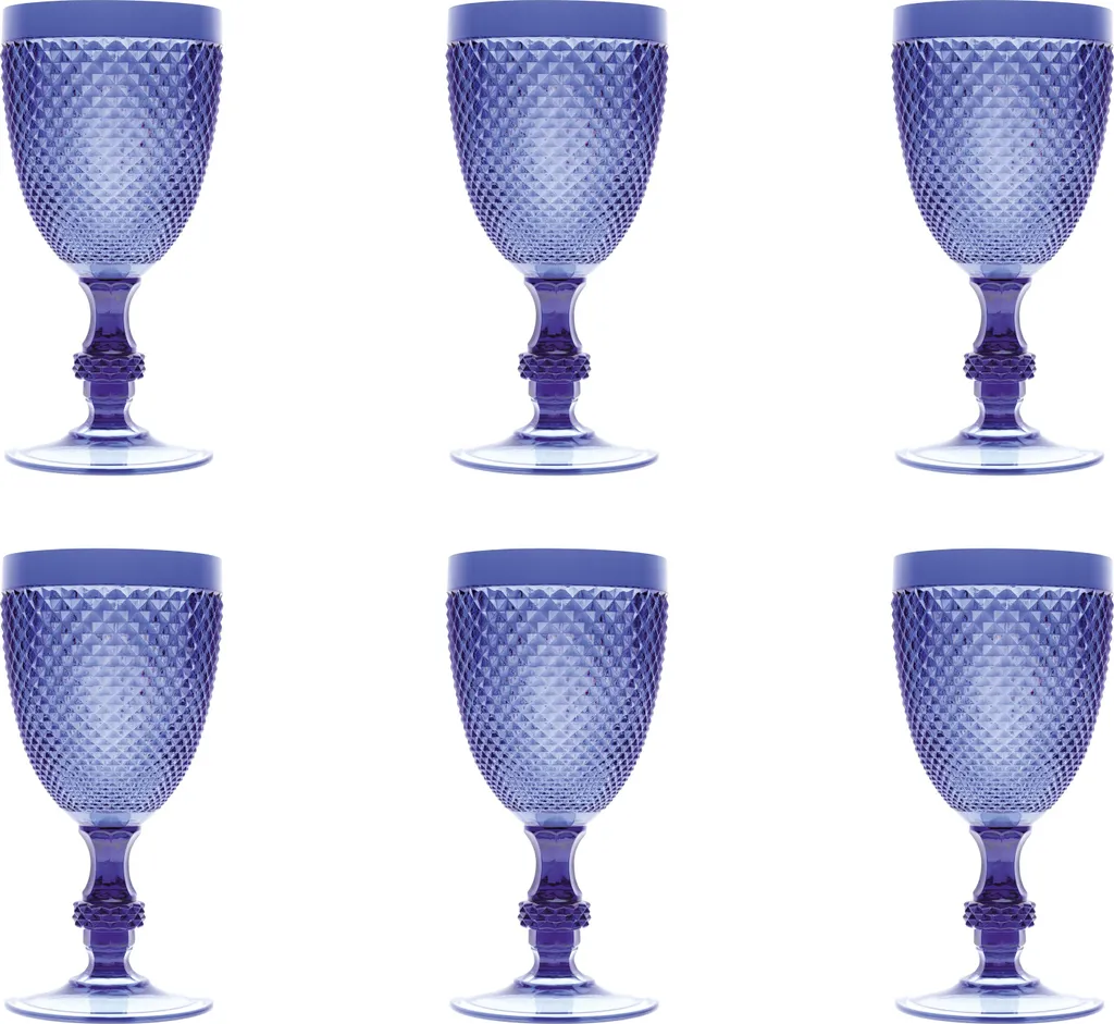 Set 6 Bicchieri Calici Blu Diamond Excelsa 18cm Plastica per Eventi