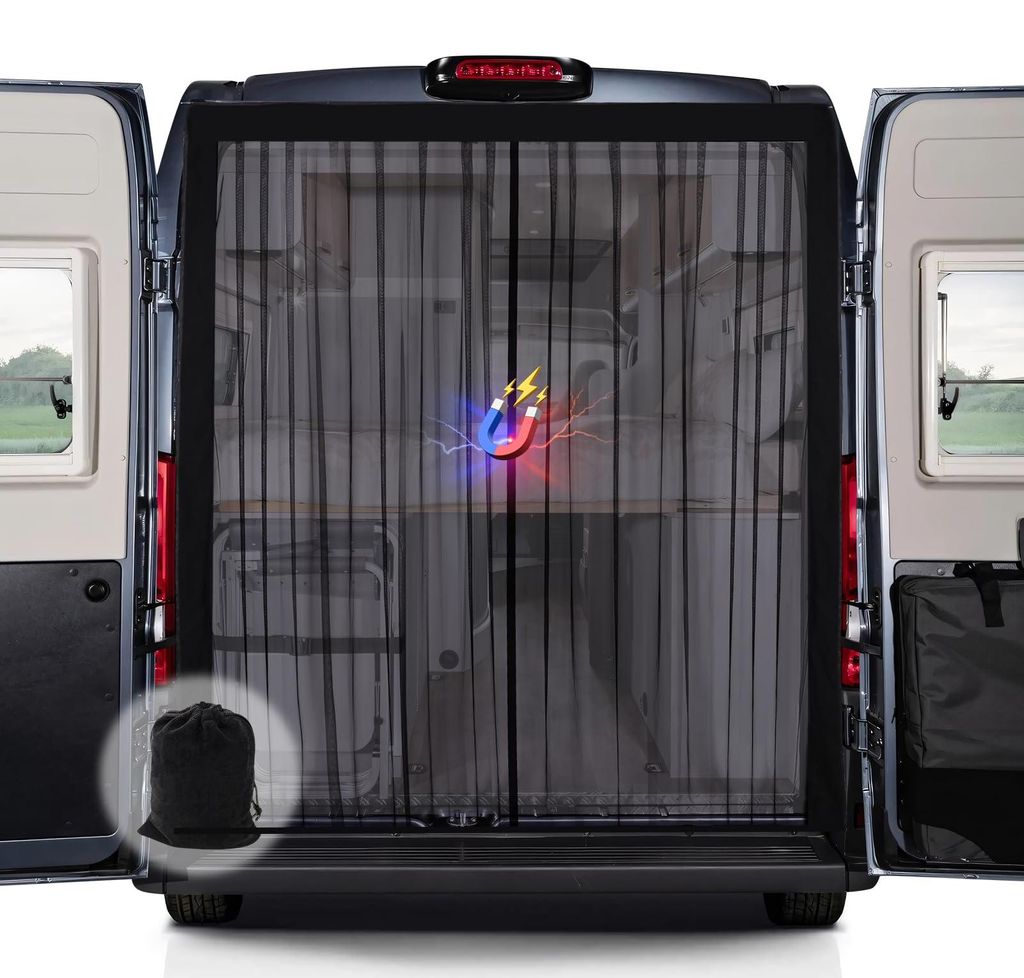 Magnetisches Moskitonetz für Transporter, Fliegengitter für Mercedes Sprinter (Standarddach) und Volkswagen Crafter (Standarddach) mit zentralem ...