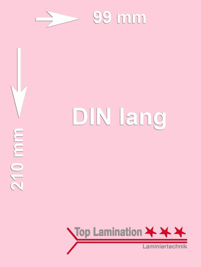 5 Blatt rosa 170 g/m² DL (99x210mm) Tonpapier bedruckbar Premium Farbpapier