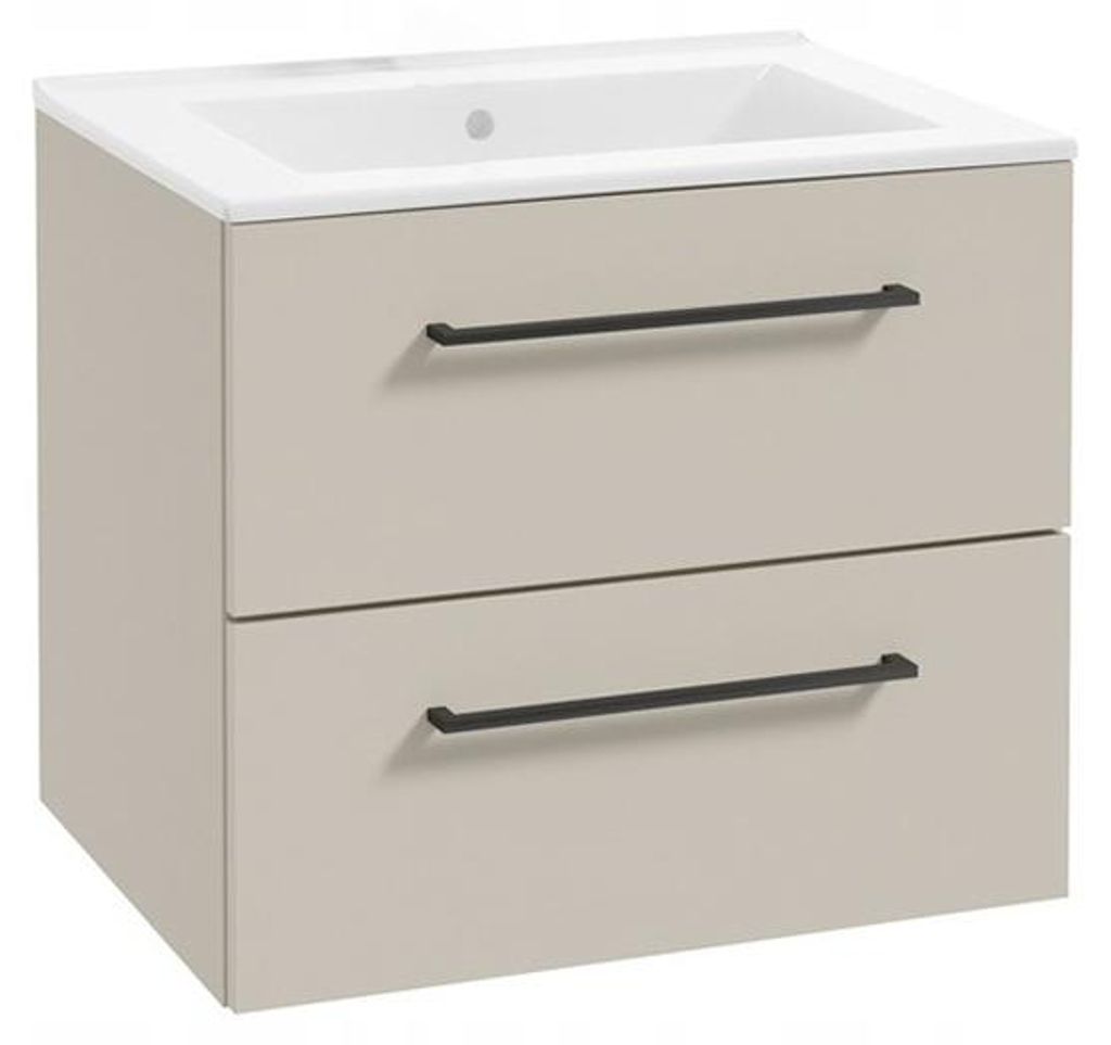 Hangende wastafelonderkast, 60 cm, kleur Kaschmir, met 2 Productafbeelding 