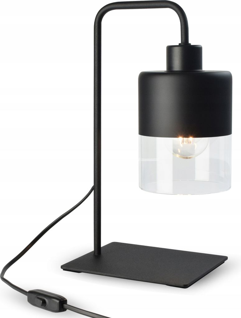 LUXOLAR Led Tischleuchte - Schwarz Glas Schreibtischlampe E27, 60W - Nachtlampe für Schlafzimmer