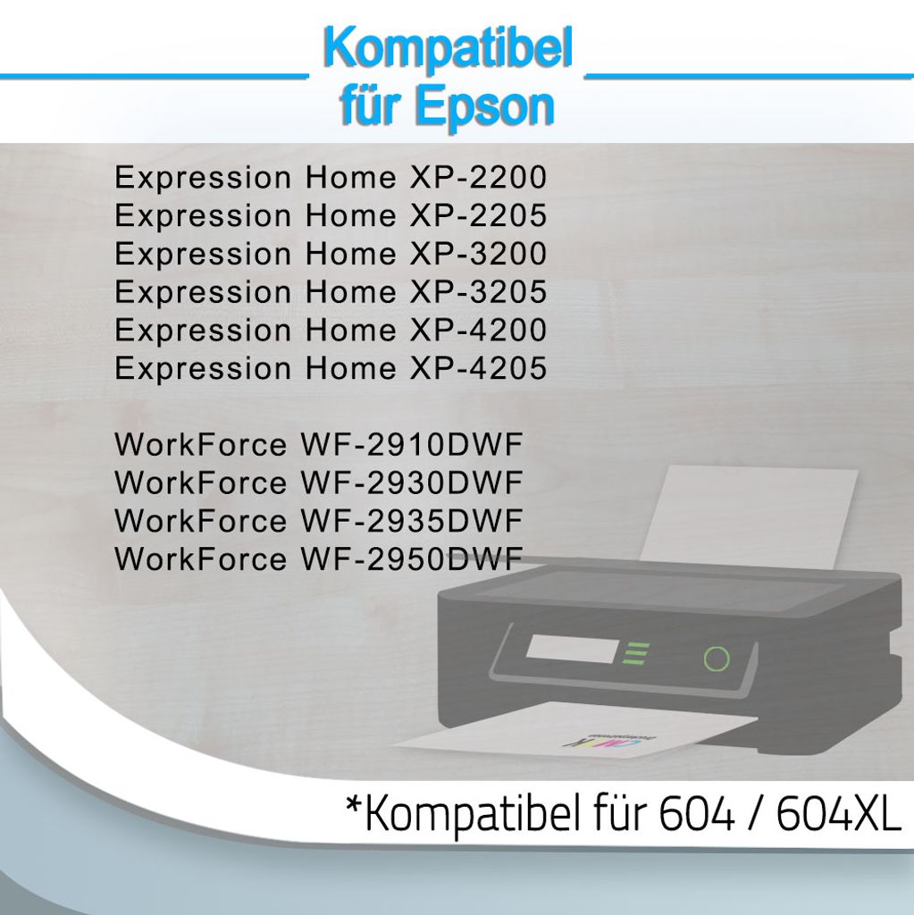 Druckerpatronen für Epson 604 XL XP2205 XP2200 XP3200 WF-2910 WF