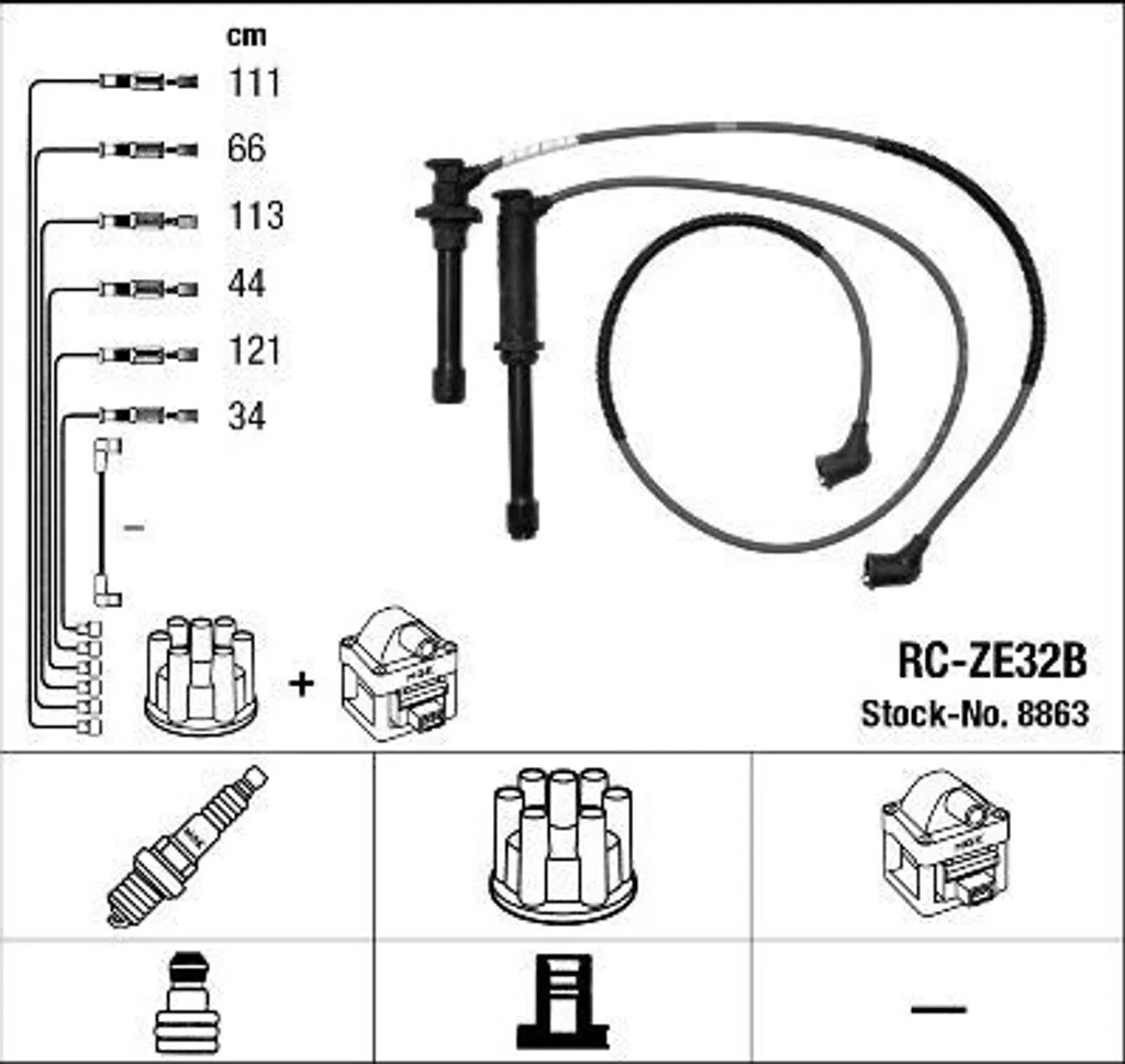 NGK 8863 - Set di cavi candela OE 18 132B per MX-6 (GE), Xedos 9 (TA)