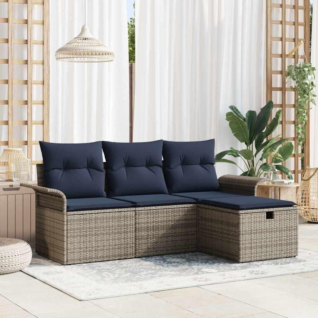 Maison Exclusive - Gartensofa-set mit Kissen mit Speicher 4 pcs Poly Rattan