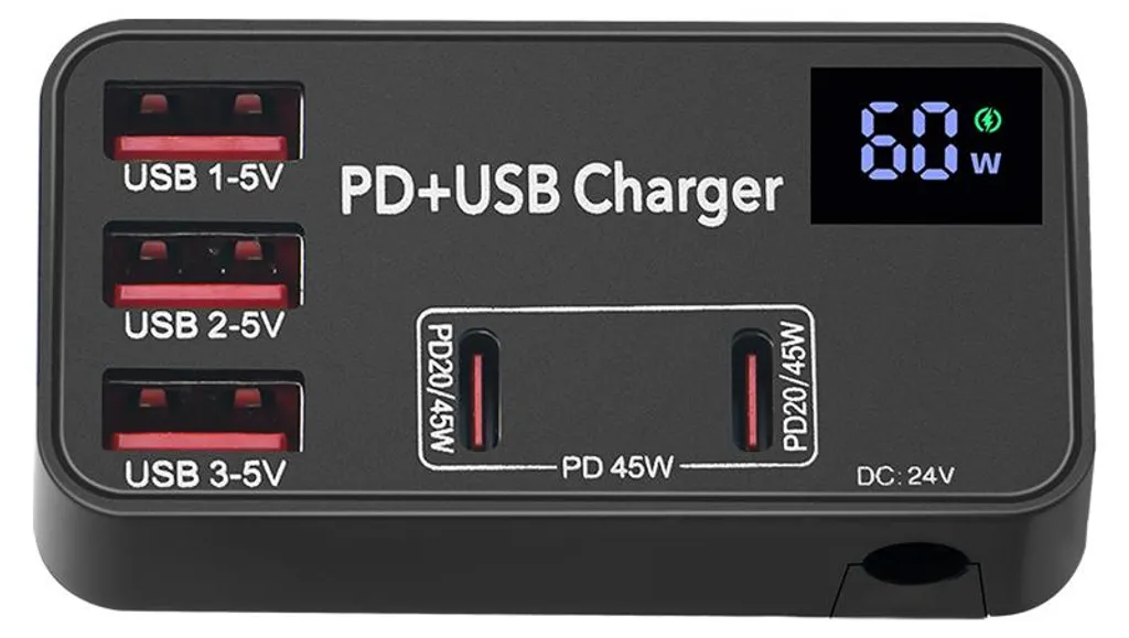 Chargeur USB C PD 65W, Station de Charge Rapide avec Ports Multiples