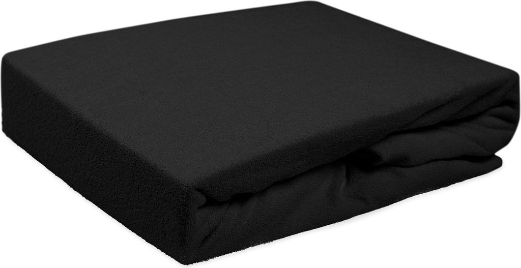 Spannbettlaken mit Gummiband, Frottee 120x200cm Schwarz