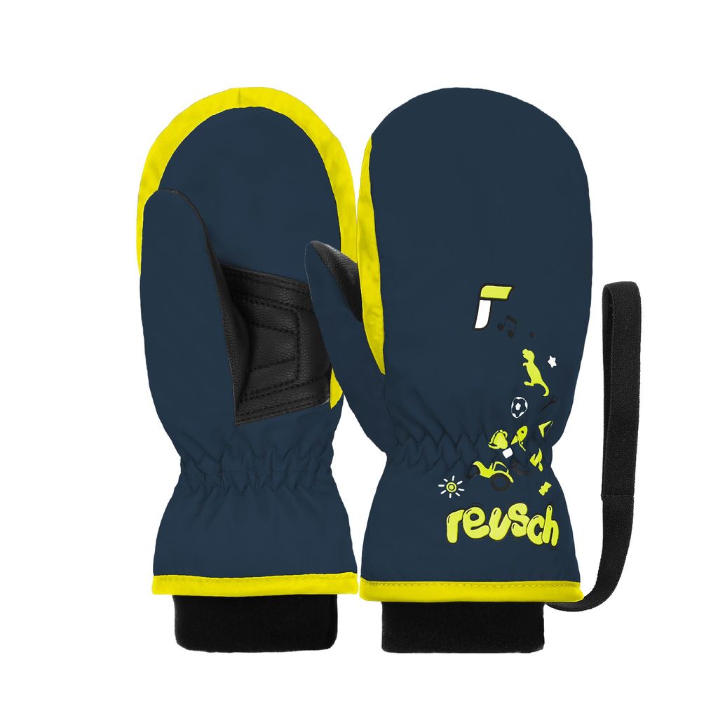 Reusch Fäustling Kids Mitten mit praktischer Handgelenkschlaufe 4955 dress blue/safety yellow 1