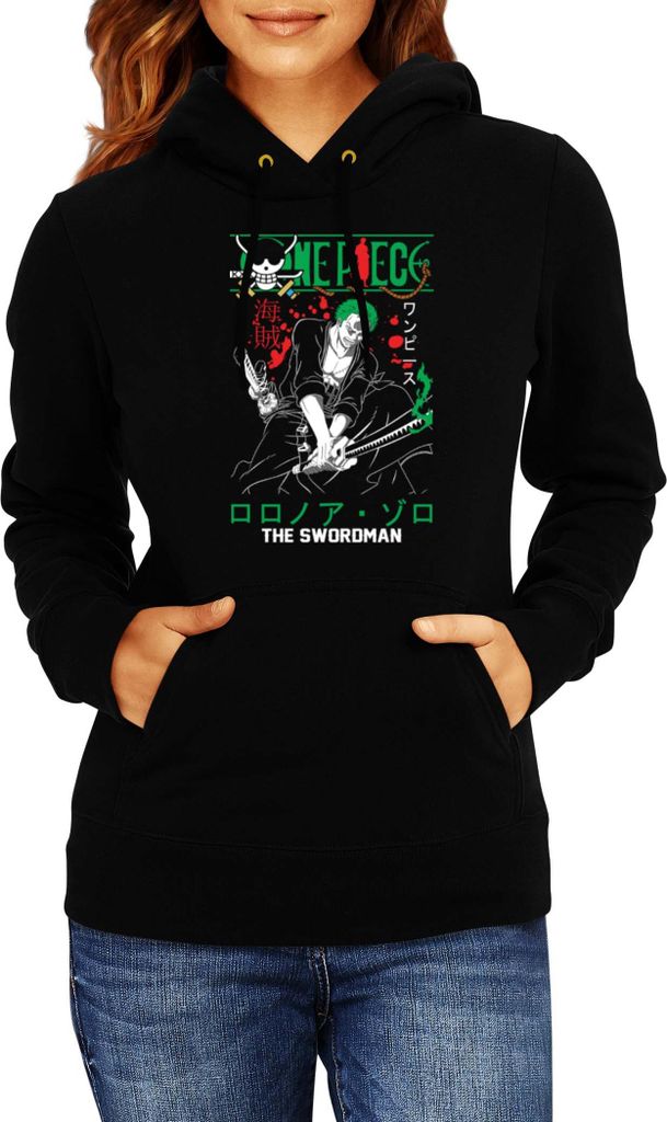Damen Kapuzenpullover Manga Japan Anime Comics Animation One Manga Piece Anime 0024, Lady XL / Schwarz