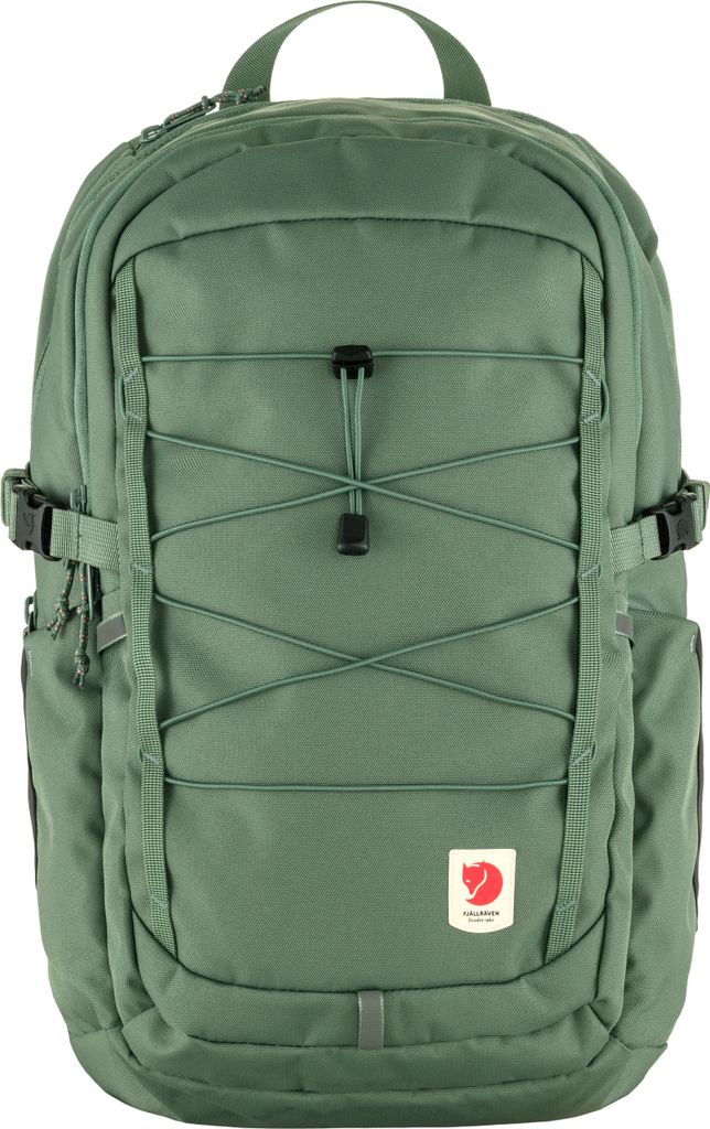 A green Fjällräven backpack is shown against a white background.