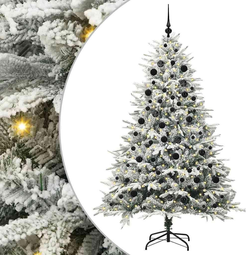 vidaXL Künstlicher vorbeleuchteter Weihnachtsbaum mit Kugelset Grün