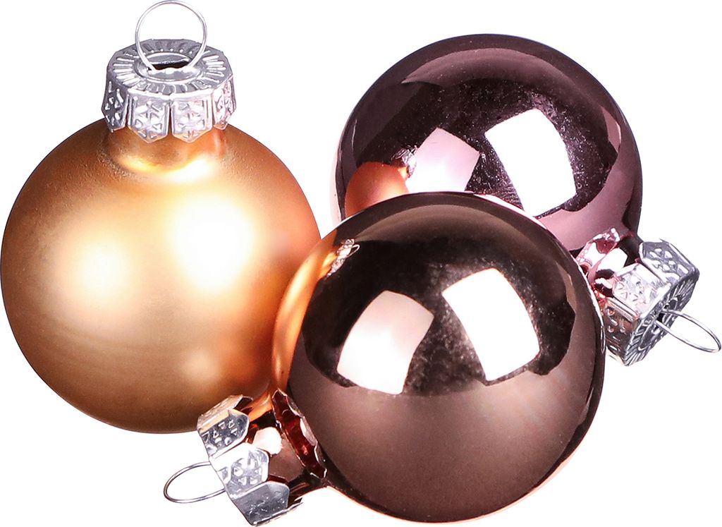 Mini Glas Weihnachtskugeln Rosa Apricot Ø3cm 22er Set Deko, 22 Stück