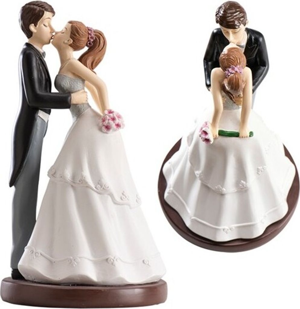 dekora - Hochzeitsfigur Küssendes Brautpaar Weiß - 16 cm Produktbild 