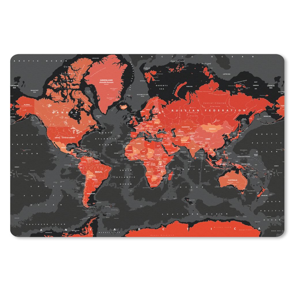 MuchoWow Mauspad Mousepad Weltkarte - Rot - Schwarz - Kind - Kind - Mädchen 27x18 cm - Mousepads - Maus Mat - Pad - Mausunterlage - Büroartikel...