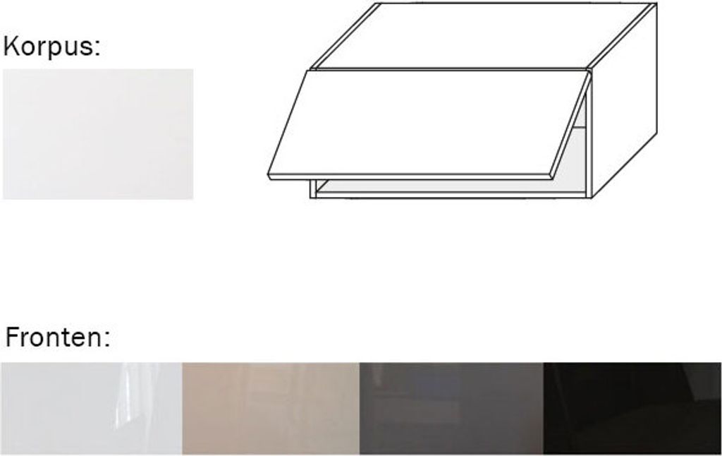 Hängeschrank (EST-WEF/80) 80cm Klapptür perlweiß matt Acryl Frontfarbe wählbar