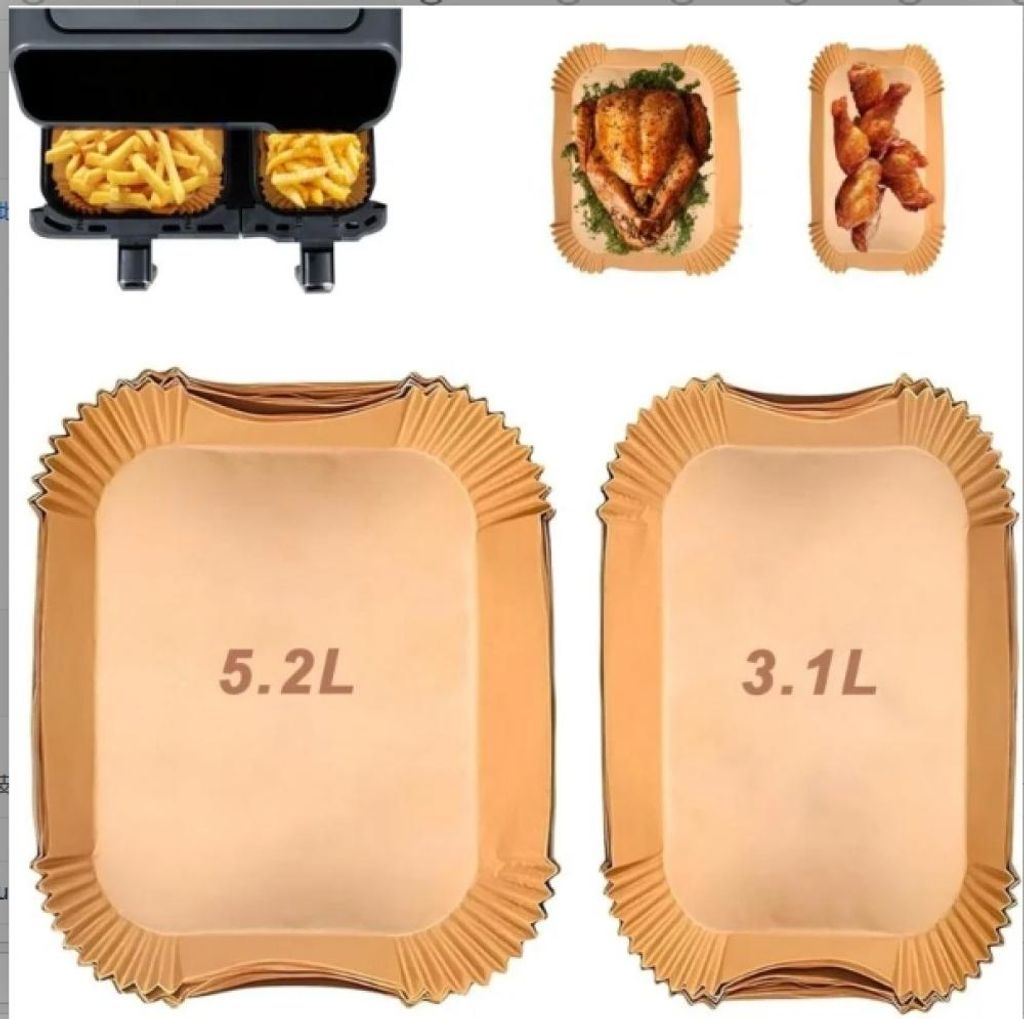 100 Stück Airfryer-Backpapier für Moulinex EZ901820 5,2/3,1 l, Airfryer-Backpapier für Philips Airfryer 3000-Serie, Airfryer-Backpapier für Lak...