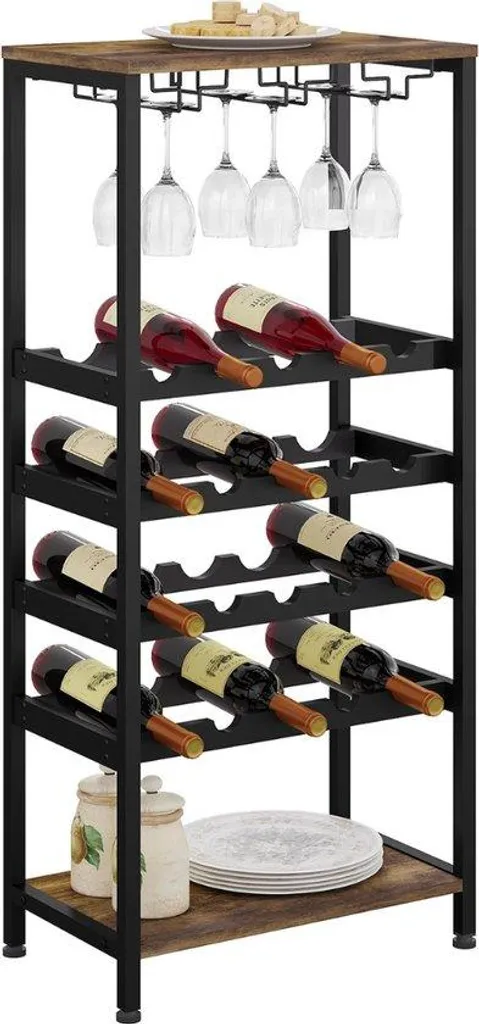 Étagère à bouteilles style industriel en métal pour salon et cave à vin