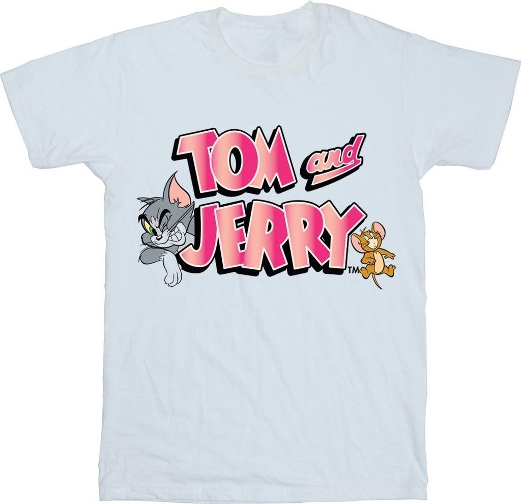 Tom And Jerry - "Gradient Logo" T-Shirt für Herren BI52115 (L) (Weiß)