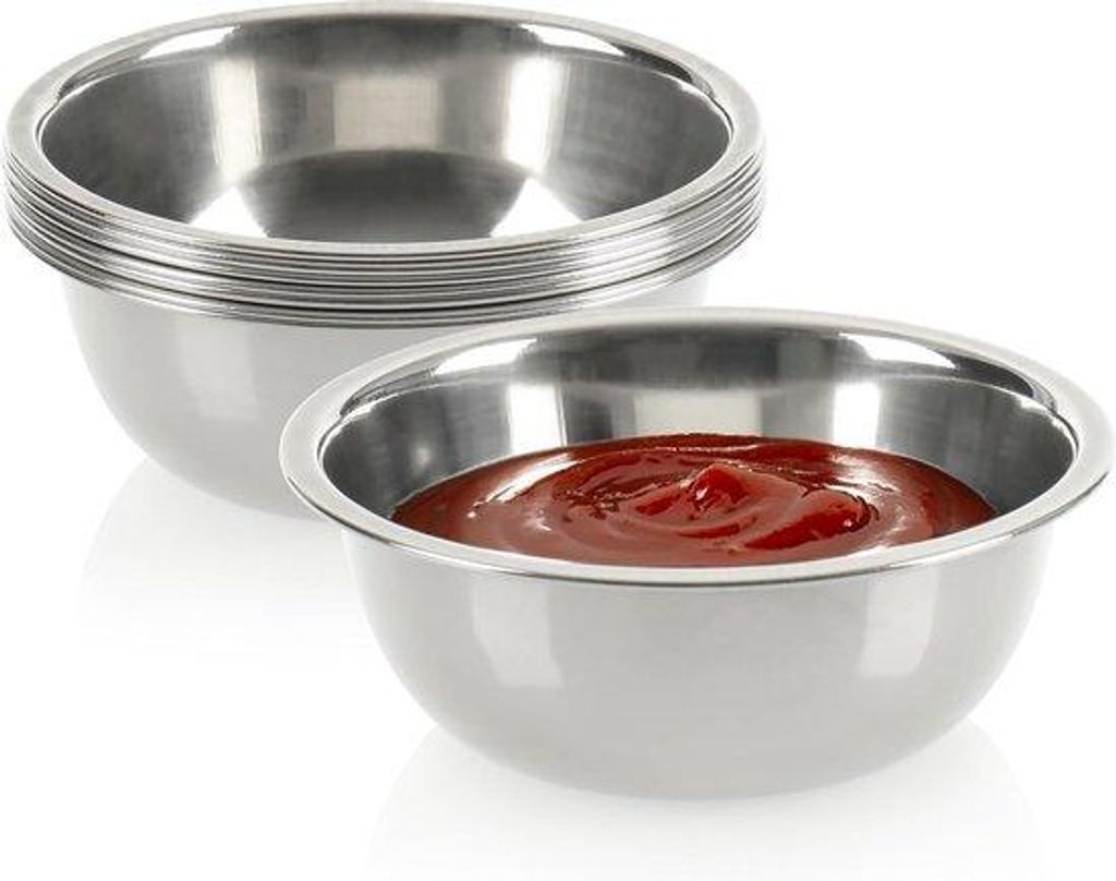 Kleine metallische Dipschüsseln aus Edelstahl - 8er Set