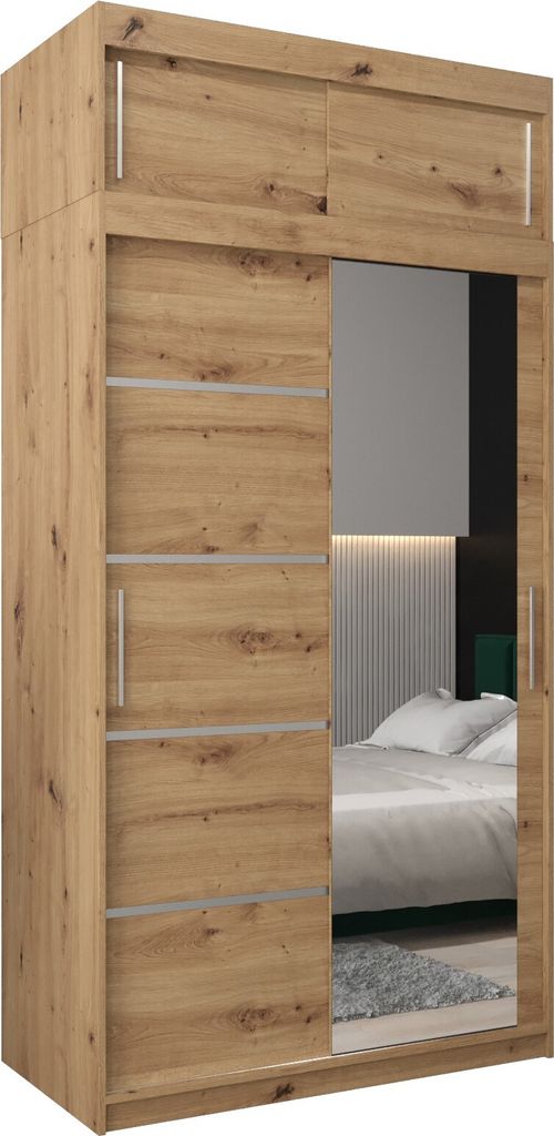 Kleiderschrank, Schiebetürenschrank Schlafzimmer, Schrank VERONA 2 120 mit Aufsatz, Höhe 240 cm