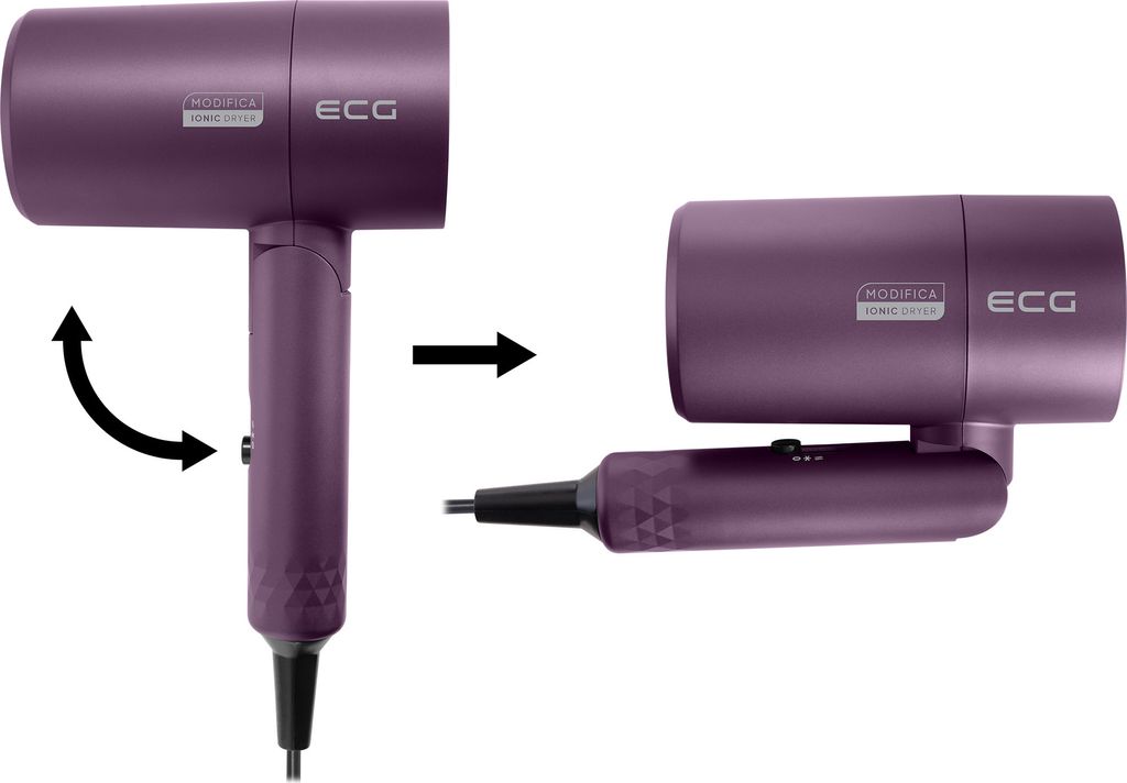 ECG Modifica Chiara | Haartrockner | 2 Temperaturstufen | 1600 W | Praktischer Klappgriff | Ionisator |