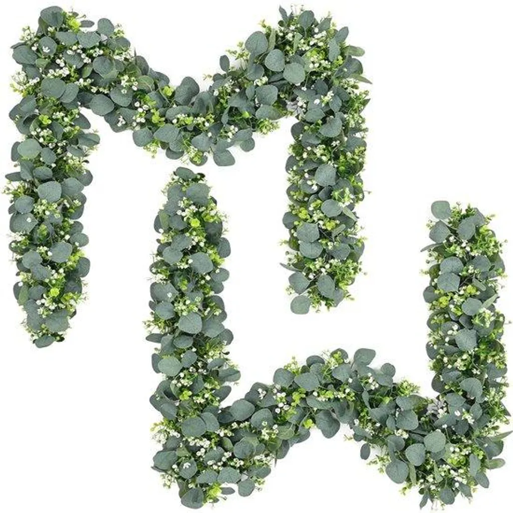 Liane d'Eucalyptus Artificielle Décorative 180cm Verte en Pack de 2