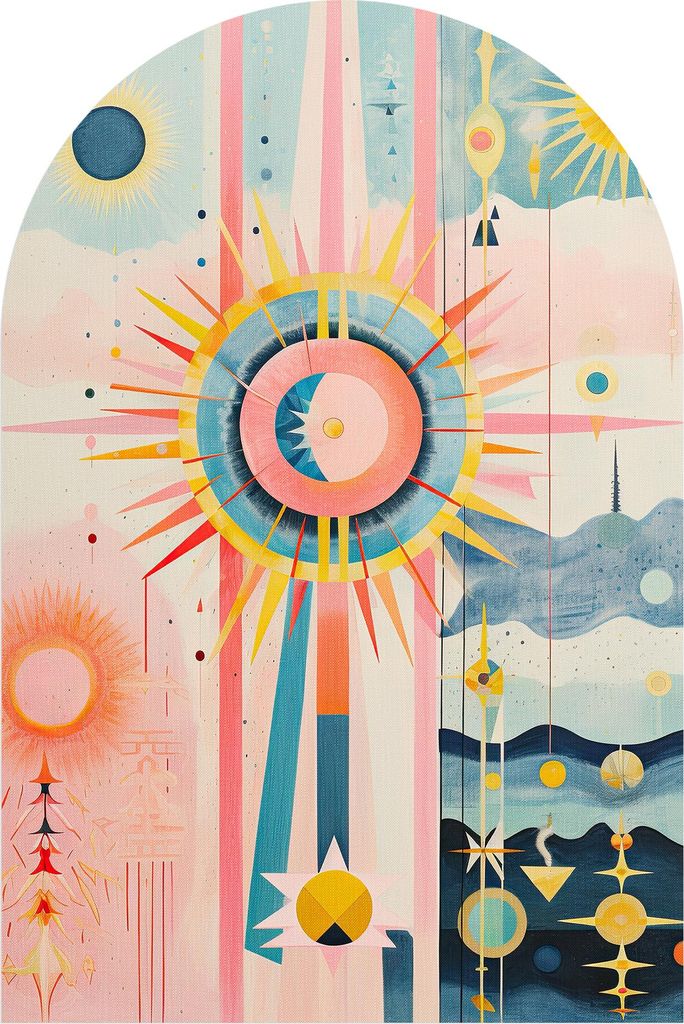 DEQORI Fototapete Rundbogen 120x180 cm 'Himmlische Harmonie' Wand Tapete Leinwand Sticker