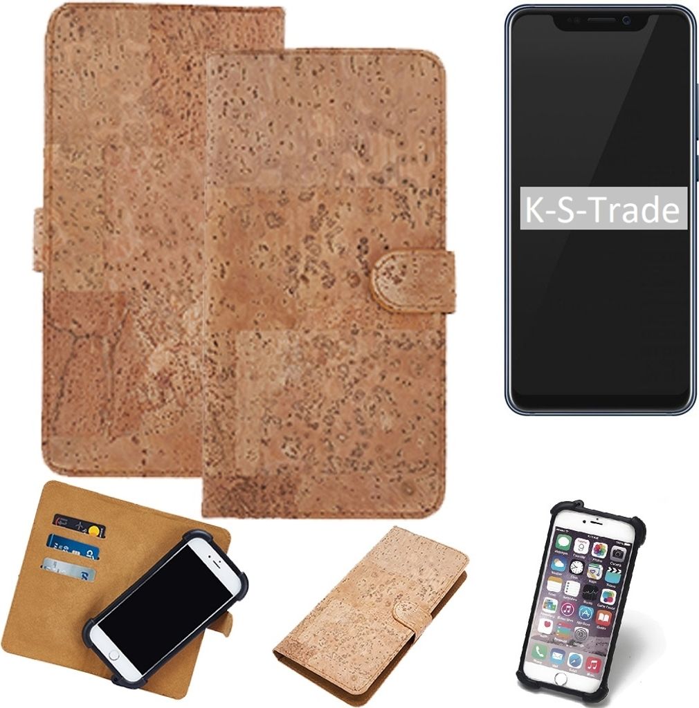 K-S-Trade Hülle kompatibel mit ZTE Axon 9 Pro Kork Handyhülle Cover Schutzhülle TPU Case Bumper in Hellbraun, (1x)