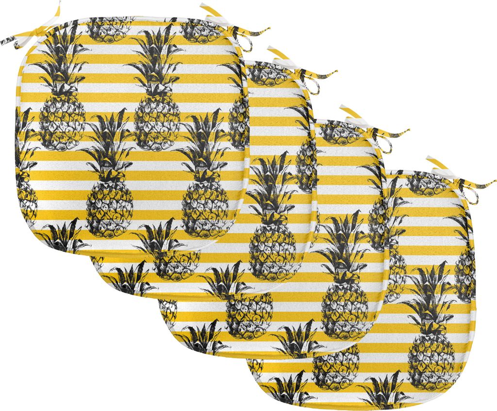 ABAKUHAUS Grunge Polster für Esszimmerstühle, Retro gestreifte Weinlese, Dekoratives wasserfestes Kissen mit Riemen für Küchensitze, 40 cm x 40...