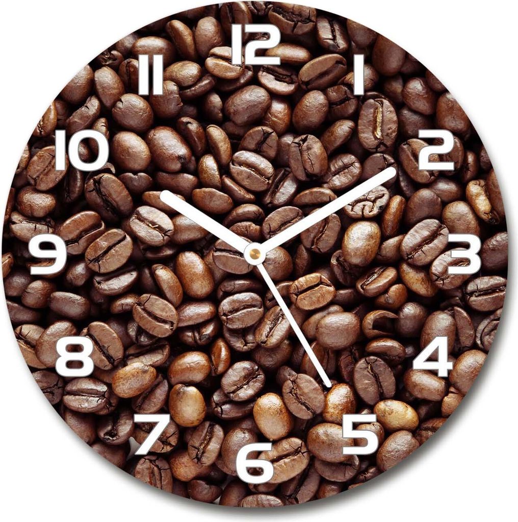 Wanduhr aus Glas 30fi Glasbild Glasuhr Gehärtetes Glas - weisse-zeiger - Coffee beans