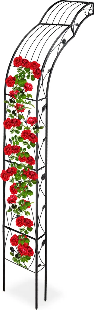 Relaxdays Arc de roses semi-circulaire pour montage mural en métal noir