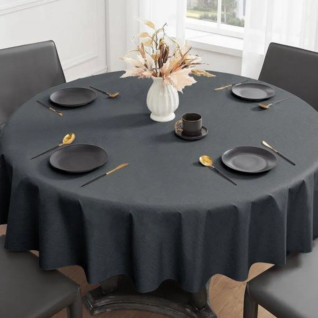 Nappe de table ronde imperméable grise 100 cm en plastique souple