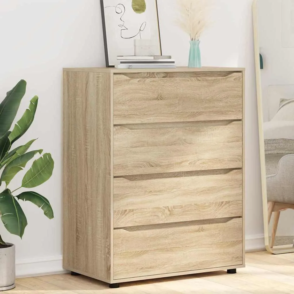 2 Armoires Robustes Chêne Sonoma - Buffet Bas Rangement 80cm x 105cm - 5