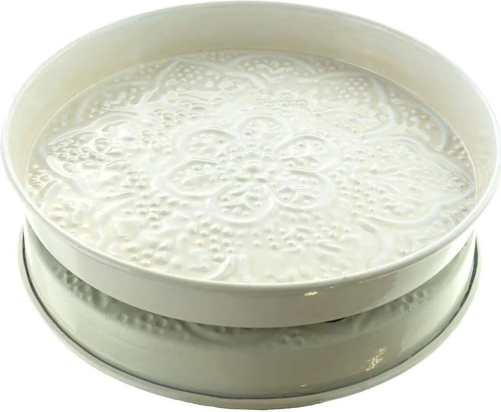 Kaemingk Dekoteller Mandalastyle Beige mit hohem Rand Ø 23 cm - Metall