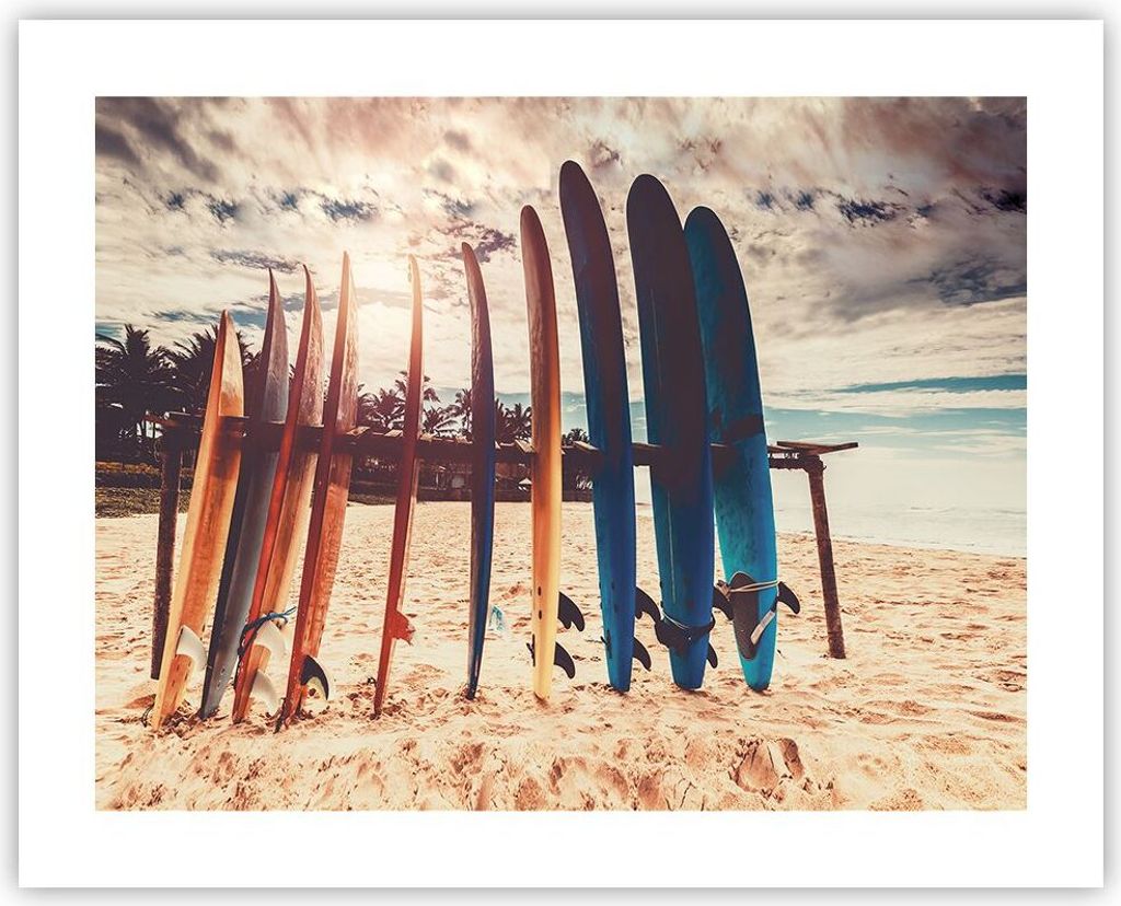 Poster - Poster ohne Rahmen - Surfen Strand Board - 50x40 cm - Wand Bild - Wanddeko - Wandbilder - Kunstposter - Wandposter - Bilder - Kunstdruck -...
