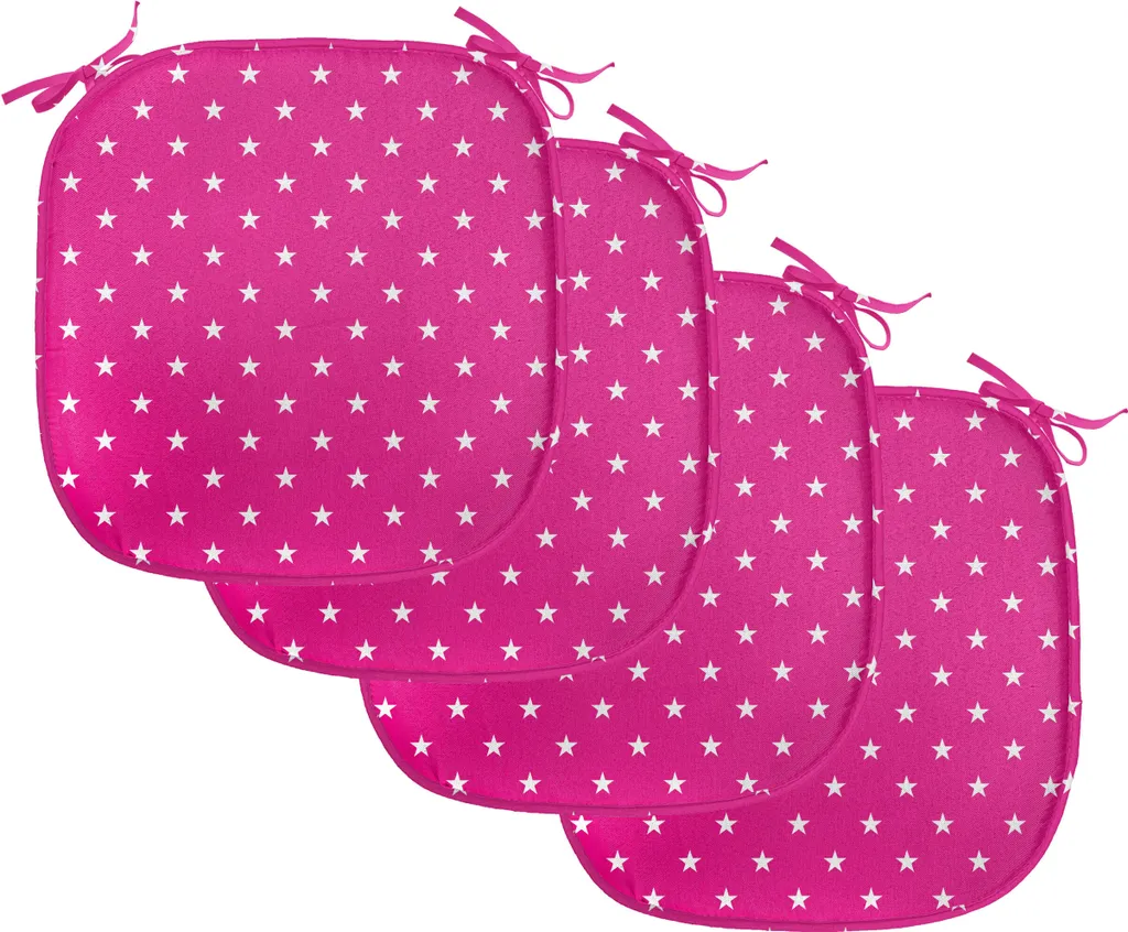 ABAKUHAUS Lot de 4 Galettes de Chaise 40x40 cm Rose à Étoiles Blanches