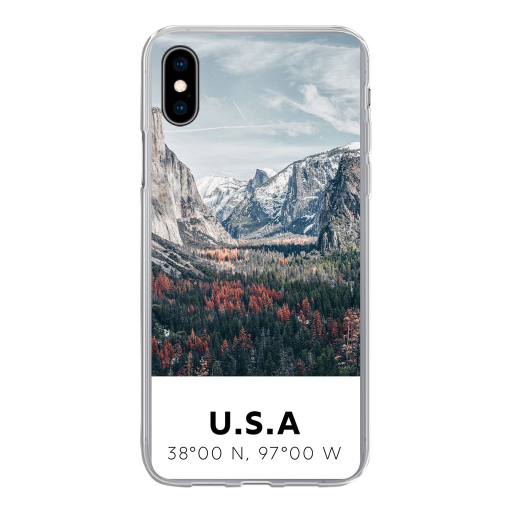 MuchoWow Handyhülle Schutzhülle Hülle für iPhone Xs Yosemite - Amerika - Wyoming - Wald - Berge Silikon Softcase Handy Hülle - Handytasche