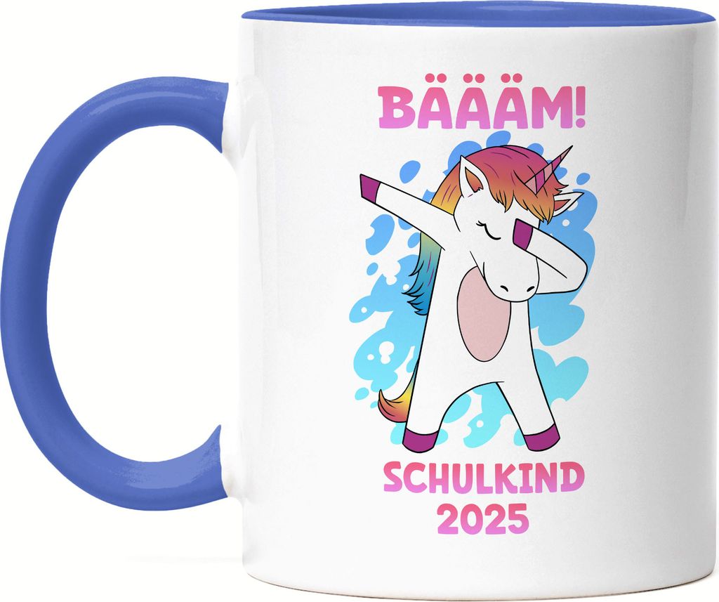 Bäääm Schulkind 2025 Tasse Blau Einschulungsgeschenk Einhorn Unicorn Schulstart Grundschule
