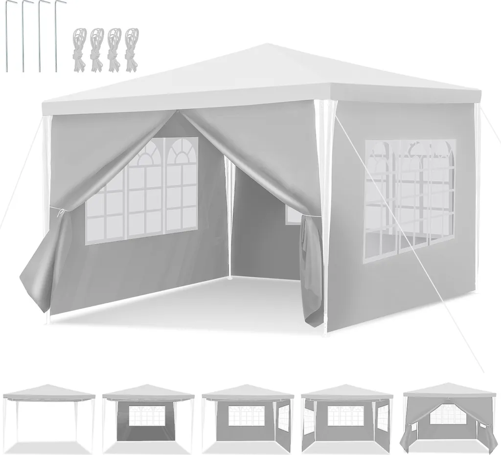 Gazebo 3x3 Bianco Hengda Impermeabile - Ideale per Fiere e Mercati - 9