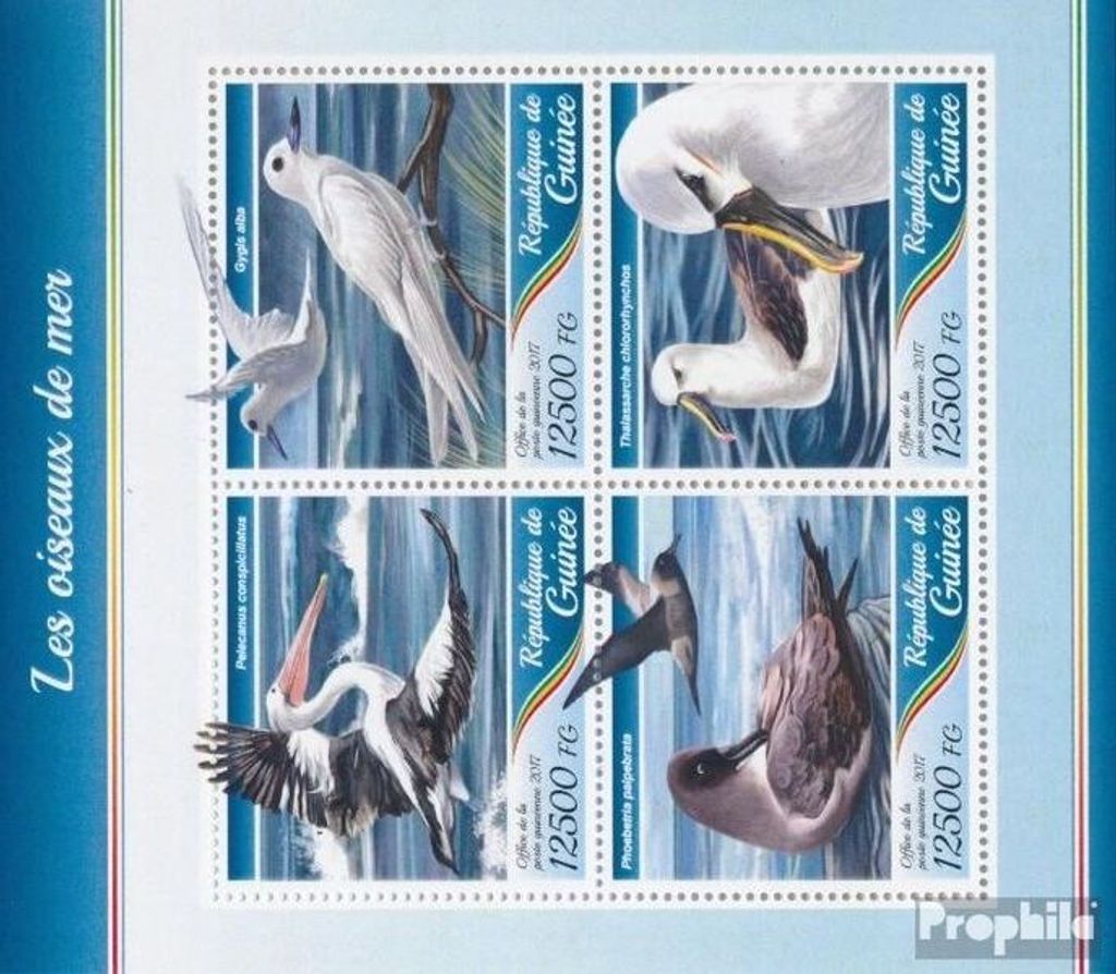Briefmarken Guinea 2017 Mi 12560-12563 Kleinbogen (kompl. Ausgabe) postfrisch Seevögel